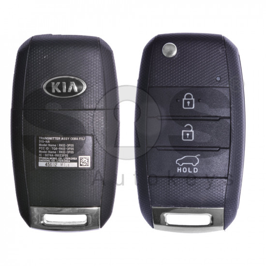 OEM Flip Key for Kia Rio Buttons:3 / Frequency:433MHz / Transponder:TMS37145 80-bit/ ID 6D / Model: RKE - 3F05 / Blade signature:HY22 / Immobiliser System: Immobiliser Box