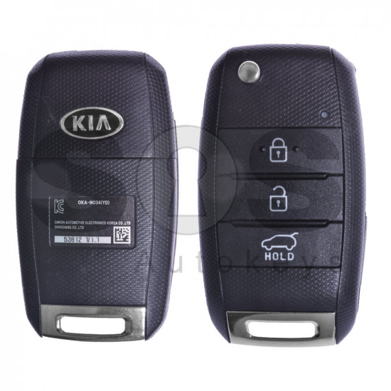 OEM  Flip Key for Kia Soul Buttons:3 / Frequency:433MHz / Transponder:TMS37145 80-Bit/ID6D / Blade signature:HY22 / Model: OKA - NO34(YD) / Immobiliser System: Immobiliser Box 