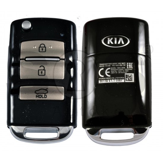 OEM Flip Key for KIA Cadenza 2016-2020 Buttons:3 / Frequency:433MHz / Transponder:TIRIS DST80 / Part No : 95430-F6100	