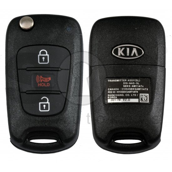 OEM Flip Key for KIA  Sportage 2012-2013 Buttons:2+1P/ Frequency:315ccMHz /  Blade signature:HY22 / Part No 95430-3W700/95430-3W701	