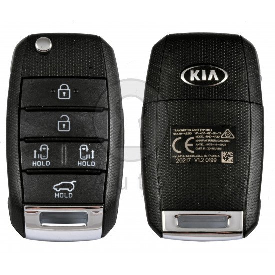 OEM Flip Key for KIA Carnival 2016 /  Buttons:5 / Frequency:433 MHz / Transponder:   /  Part No: 95430-A9210	