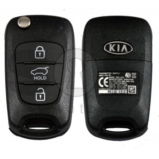 OEM Flip Key for Sorento 2012-2014 Buttons:3P/ Frequency:433MHz / Tranponder : PCF7936/HITAG 2/  Blade signature:HY22 / Part No 95430-2P910/2P911