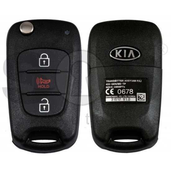OEM Flip Key for Kia Soul 2012  Buttons:3 / Frequency:433MHz / Transponder:PCF 7936/ HITAG2/ ID46   / Part.No : 95430-2K330/95430-2K331