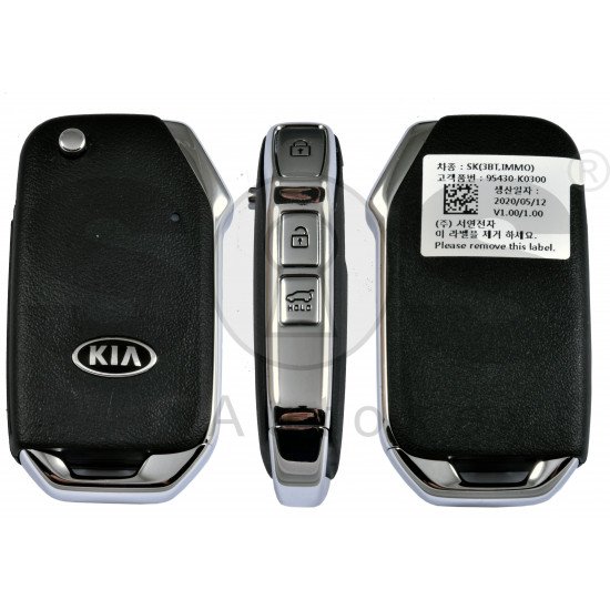 OEM Flip Key for Kia Soul 2020  / Buttons:3 / Frequency:433MHz / Transponder: PCF7939/HITAG AES / Part No:  95430-K0300	