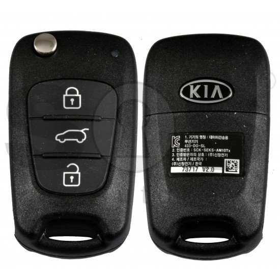 OEM Flip Key for Kia Sportage 2012  Buttons:3 / Frequency:433MHz / Transponder:No Transponder   / Part.No : 95430-3W500
