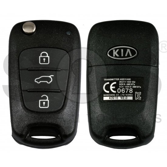 OEM Flip Key for Kia Soul 2012  Buttons:3 / Frequency:433MHz / Transponder:No Transponder   / Part.No : 95430-2K211