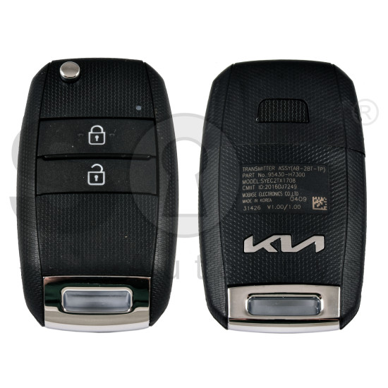 OEM Flip Key for Kia SOLUTO 2022-2025 Buttons:2 / Frequency:433MHz / Transponder: PCF7938    / Immobiliser System:Immobiliser Box / Part No:  95430-H7300 