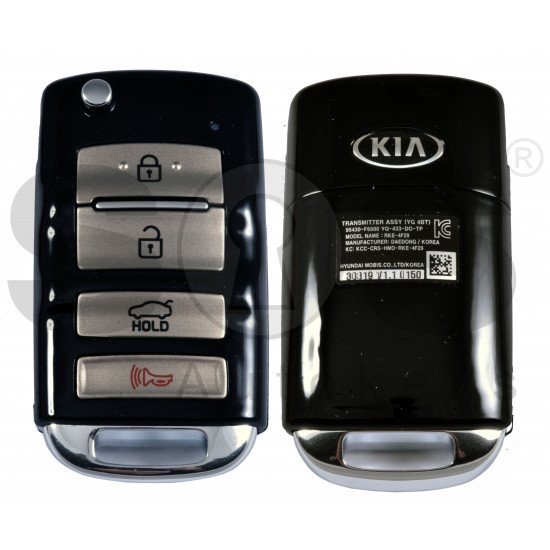 OEM Flip Key for KIA Cadenza 2016 Buttons:4 / Frequency:433MHz / Transponder:TIRIS DST80 / Part No :  95430-F6000	