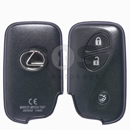 OEM Smart Key for Lexus Buttons:3 Frequency: 433 MHz Transponder:Texas Crypto ID 6D - 67/68/70 First Page:D4 Part No:89904-30311 Immobiliser system: Smart Module Keyless Go