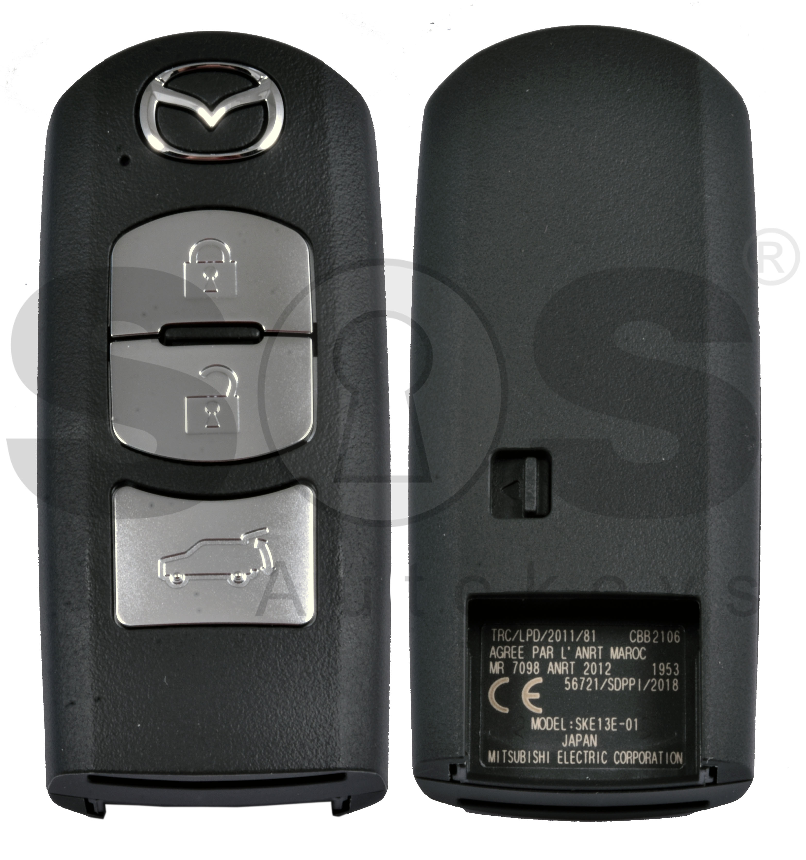 OEM Smart Key for Mazda CX5 2017-2019 Buttons:3/ Frequency:434MHz /  Transponder:PCF7953/HITAG / Blade signature:MAZ-24R/MAZ-14 /Part  No:TKY6-67-5DY/ Model : SKE13E-01/ Keyless Go