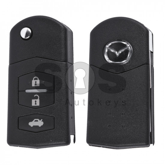 Flip Key for Mazda 2/3/5 Buttons:3 / Frequency:434MHz / Transponder:4D63 40-Bit / Blade signature:MAZ24 / Manufacture:Visteon / Part No:GK3L-67-5RYA