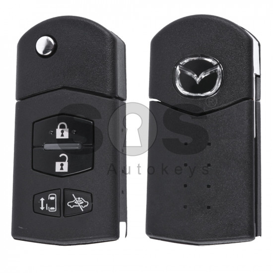 OEM Flip Remote Control for Mazda 6/MX5 Buttons:4 / Frequency:433MHz / Transponder:4D63 40-Bit /Blade signature:MAZ24 / Part No: FE20-67-5RYB/ GS1G-67-5RYA/ NF76-67-5RYB