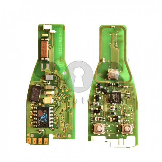 OEM Smart Key (PCB) for Mercedes-Benz Buttons:3 / Frequency:433MHz / Transponder:NEC Processor / Blade signature:HU64 / Immobiliser System:EZS (Chrome Key)