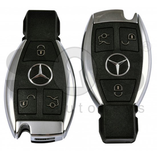 Smart Key Mercedes Benz Buttons:3 / Frequency:433.92/ 315 MHz / Blade signature:HU64 / Immobiliser system:FBS3 / Keyless GO