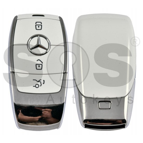 OEM  Smart Key Mercedes FBS4 Buttons:3 / Frequency: 433.92 MHz /  Part No:  A 167 905 33 03 / Blade signature:HU64 / Keyless Go / Nickel White