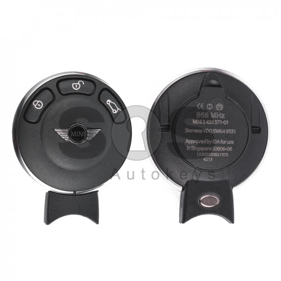 OEM Smart Key for Mini Buttons:3 / Frequency:868MHz / Transponder:PCF7943 / Blade signature:HU92 / Immobiliser System:CAS3/3+ / Part No:66123456367 / Keyless GO