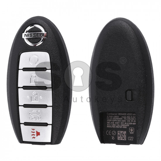 OEM  Smart Key for Nissan Buttons:4+1 / Frequency:433MHz / Transponder: PCF7953 / Blade signature:NSN14 / Part No: 285E3-9HP5B (WITHOUT SLOT) ( Automatic Start )