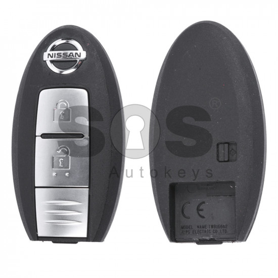 OEM Smart Key for Nissan Juke WITHOUT SLOT Buttons:2 / Frequency:433 MHz / Transponder:PCF 7952 / Blade signature:NSN14 / Immobiliser system:Mitsubishi / Part No:28268-AX61A / Manufacture:Mitsubishi Electric CO LTD 