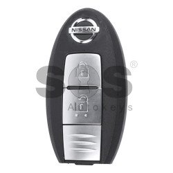 OEM Smart Key for Nissan Juke WITHOUT SLOT Buttons:2 / Frequency:433 MHz / Transponder:PCF 7952 / Blade signature:NSN14 / Immobiliser system:Mitsubishi / Part No:28268-AX61A / Manufacture:Mitsubishi Electric CO LTD 