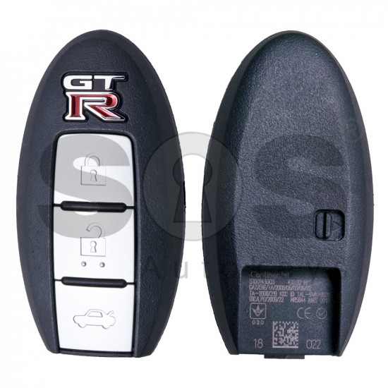 OEM Smart Key for Nissan GTR 2013  Buttons:2+1 / Frequency: 434MHz / Transponder: PCF7952 / Blade signature: NSN14 / Part No: 285E3-JF50E / Model:  S180143003 (WITH SLOT) / Keyless GO
