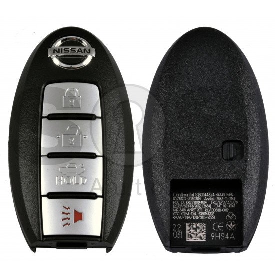 OEM Smart Key for Nissan ALTIMA 2016 Buttons:3+1P / Frequency: 434MHz / Transponder: HITAG AES / Blade signature:NSN14 / Part No: 285E3-9HS4A	 