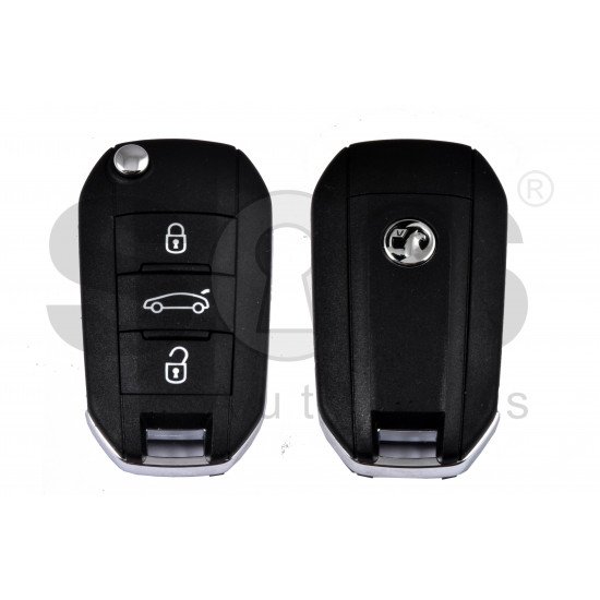 OEM Flip Key for Vauxhall Buttons: 3 / Frequency: 434MHz / Transponder: HITAG AES/ Blade signature: HU83 /Part. No.: 98 118 022 77 / 98 106 666 77
