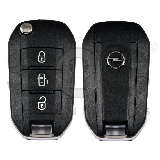 OEM Flip Key for Opel / Buttons:3 / Frequency: 433MHz / Transponder: NCF296/HITAG AES  / Part No:  98 347 100 77/9834710077 / WITH SLIDE DOORS