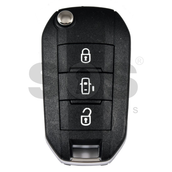 OEM Flip Key for Opel / Buttons:3 / Frequency: 433MHz / Transponder: NCF296/HITAG AES  / Part No:  98 347 100 77/9834710077 / WITH SLIDE DOORS