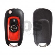 OEM Flip Key for Opel Astra K Buttons:2 / Frequency:433MHz / Transponder:Type E / Blade signature:HU100 / Immobiliser System:BCM / Part No: 13588683 (Red)