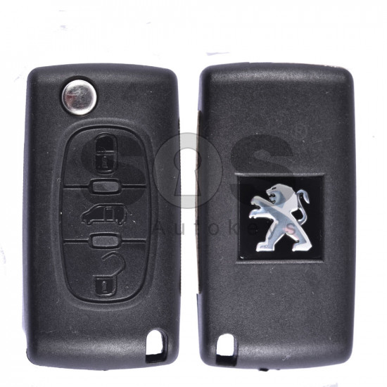 OEM Flip Key for Peugeot 207/307/308/Partner Buttons:3 / Frequency:433MHz / Transponder: PCF7941A / Blade signature:VA2 / Immobiliser System:BCM / Part No: 187453