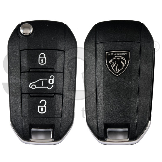 OEM Flip Key for Peugeot / Buttons:3 / Frequency:434 MHz / Transponder: NCF296A/HITAG AES  /  Part No: 98 512 904 80/9851290480 