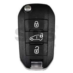 OEM Flip Key for Peugeot / Buttons:3 / Frequency:434 MHz / Transponder: NCF296A/HITAG AES  /  Part No: 98 512 904 80/9851290480 