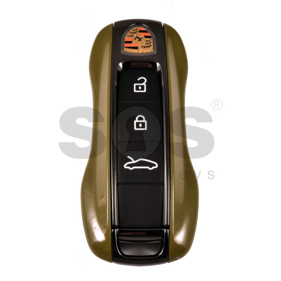 OEM Smart Key for Porsche 2025+ Buttons:3+1  / Frequency: 433MHz  / Transponder : MLB LOCKED  / Part No:  992.959.753.CR  / Keyless GO / COLOR: MILITARY GREEN WITH BLACK MATT