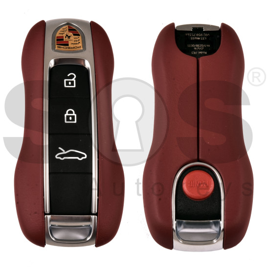 OEM Smart Key for Porsche 2025+ Buttons:3+1  / Frequency: 433MHz  / Transponder : MLB LOCKED  / Part No: 992.959.753.EK / Keyless GO /COLOR: RED LEATHER 