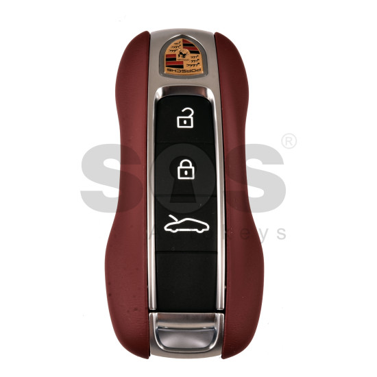 OEM Smart Key for Porsche 2025+ Buttons:3+1  / Frequency: 433MHz  / Transponder : MLB LOCKED  / Part No: 992.959.753.EK / Keyless GO /COLOR: RED LEATHER 