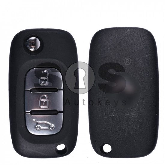 OEM Flip Key for Ren Clio 3 / Fluence Buttons:3 / Frequency:434 MHz / Transponder: PCF 7961M / HITAG AES / Blade signature: VA2 / Immobiliser System:BCM / A LITTLE BIT SCRATCHED