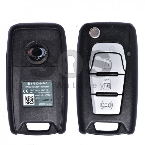 OEM Flip Key for SsangYong Buttons:3 / Frequency:433MHz / Transponder:Tiris DST80 80-Bit (GREEN)