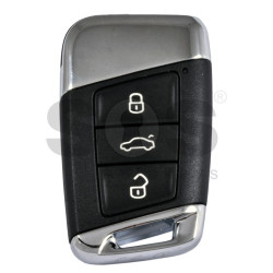 OEM Smart Key for Skoda Superb Facelift Buttons:3 / Frequency:434MHz / Transponder:NCP21A2W/HITAG PRO / Blade signature:HU162T / Immobiliser System:MQB / Part No: 3V0 959 752H/ Keyless GO