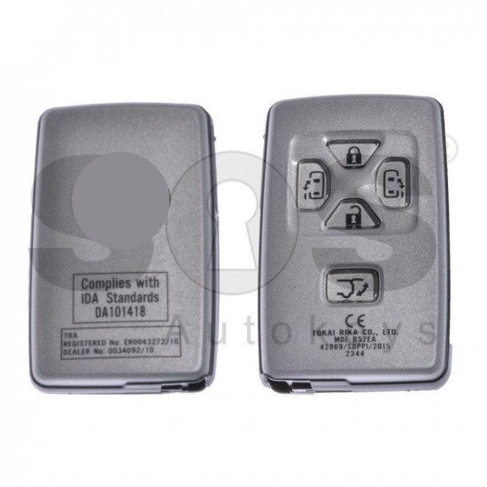 OEM Smart Key for Toy  Buttons:5 / Frequency:434 MHz / Blade signature: TOY 48 / Transponder:Texas Crypto/ID 6D - 67/68/70 - JMA TP xx / First Page:D4 / Model No:ER0043272 / 10 Part. No. 89904-28125