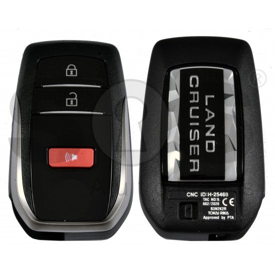 OEM Smart Key for Toy Land Cruiser 2022+ Buttons:2+1 / Frequency: 434MHz / Transponder: TIRIS RF430 (8A)  / First Page: 8A  /  Part No : 8990H-60440	/  Keyless Go