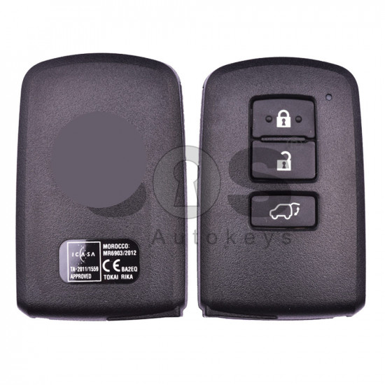 OEM Smart Key for Toy Rav 4 Buttons:3 / Frequency:434 MHz / Transponder:Tiris TMS 37200 / First Page:88 / Part No 89904-42180 / Keyless Go