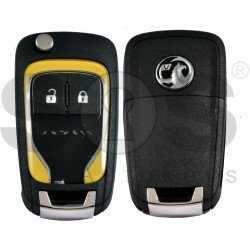 OEM Flip Key for Vauxhall  Adam Yellow Buttons:2 / Frequency: 433MHz / Transponder: PCF7937/ HITAG2/ID46 / Blade signature: HU100 / Immobiliser System: BCM / Part No: 13401818