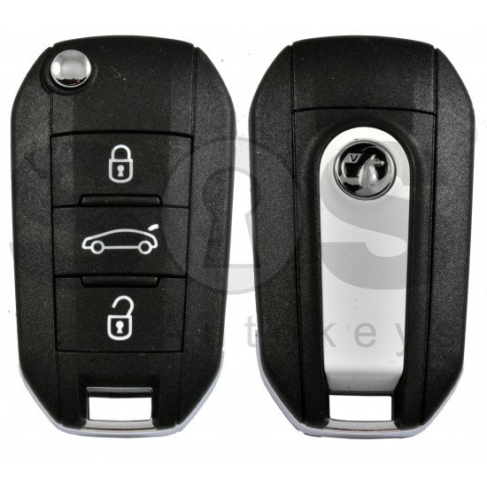 OEM Flip Key for Vauxhall Crossland/ Grandland 2018+ Buttons: 3 / Frequency: 434MHz / Transponder: HITAG AES/ Blade signature: HU83 / Part No : 98 230 125 77/ White