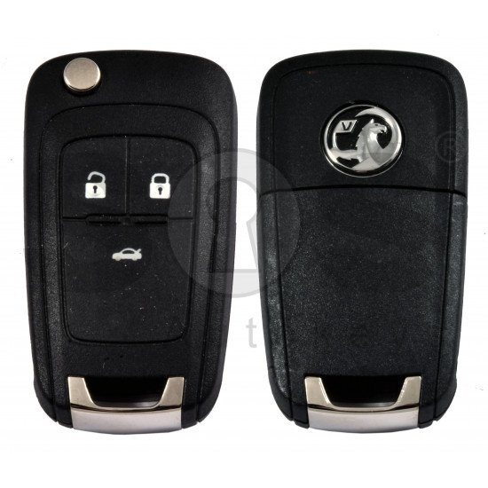OEM Flip Key for Vauxhall  Buttons:3 / Frequency: 433MHz / Transponder: PCF7937E/ HITAG2/ID46 / Blade signature: HU100 / Immobiliser System: BCM / Part No: GM13500210