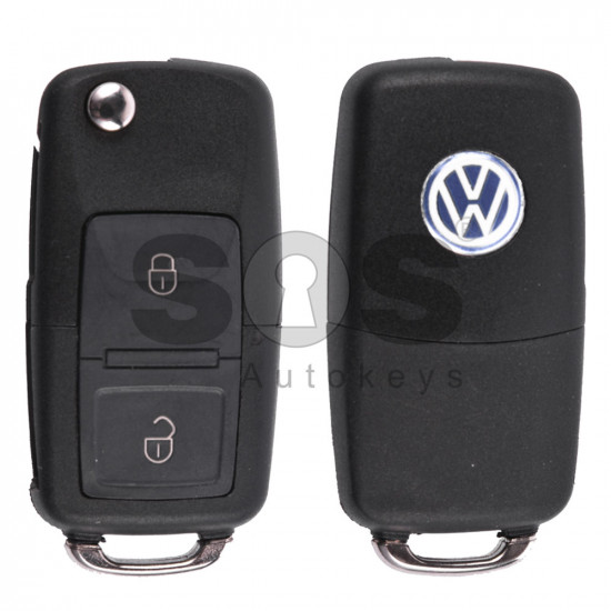 Flip Key for VW Buttons:2 / Frequency:433MHz /  Transponder:ID48/ID48CAN / Blade signature:HU66 / Immobiliser System: Dashboard / Part No: 1J0959753AG (Remote Only)