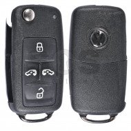 OEM Flip Key for VW SHARAN UDS Buttons:5 / Frequency:434MHz / Transponder:Megamos-48 / Blade signature:HU66 / Immobiliser System: Dashboard / Part No: 7N0837202C / Keyless GO