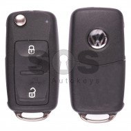 OEM Flip Key for VW UDS Buttons:2 / Frequency: 434MHz / Transponder: ID48 / Blade signature: HU66 / Immobiliser System: Dashboard / Part No: 7E0837202AF/ 7E0837202AD