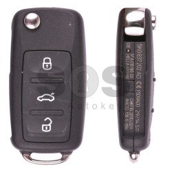 OEM Flip Key for VW UDS Buttons:3 / Frequency:434MHz / Transponder:ID48/ ID48CAN / Blade signature:HU66 / Immobiliser System: Dashboard / Part No: 5K0837202AD