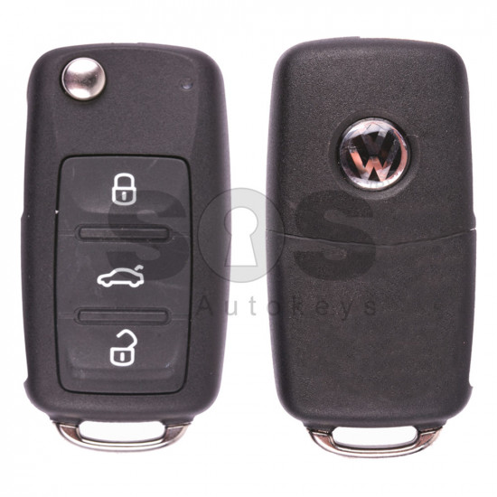 OEM Flip Key for VW Passat 2012-2018 Buttons:3 / Frequency:434MHz / MEGAMOS49 /   Part No: 5K0837202BH 