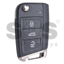 OEM Flip Key for VW Buttons:3 / Frequency:434MHz / Transponder:MEGAMOS 88 / AES / Blade signature:HU66 / Immobiliser System:MQB / Part No: 5G0959753BJ/ 5G0959753AA/ 5G0959753